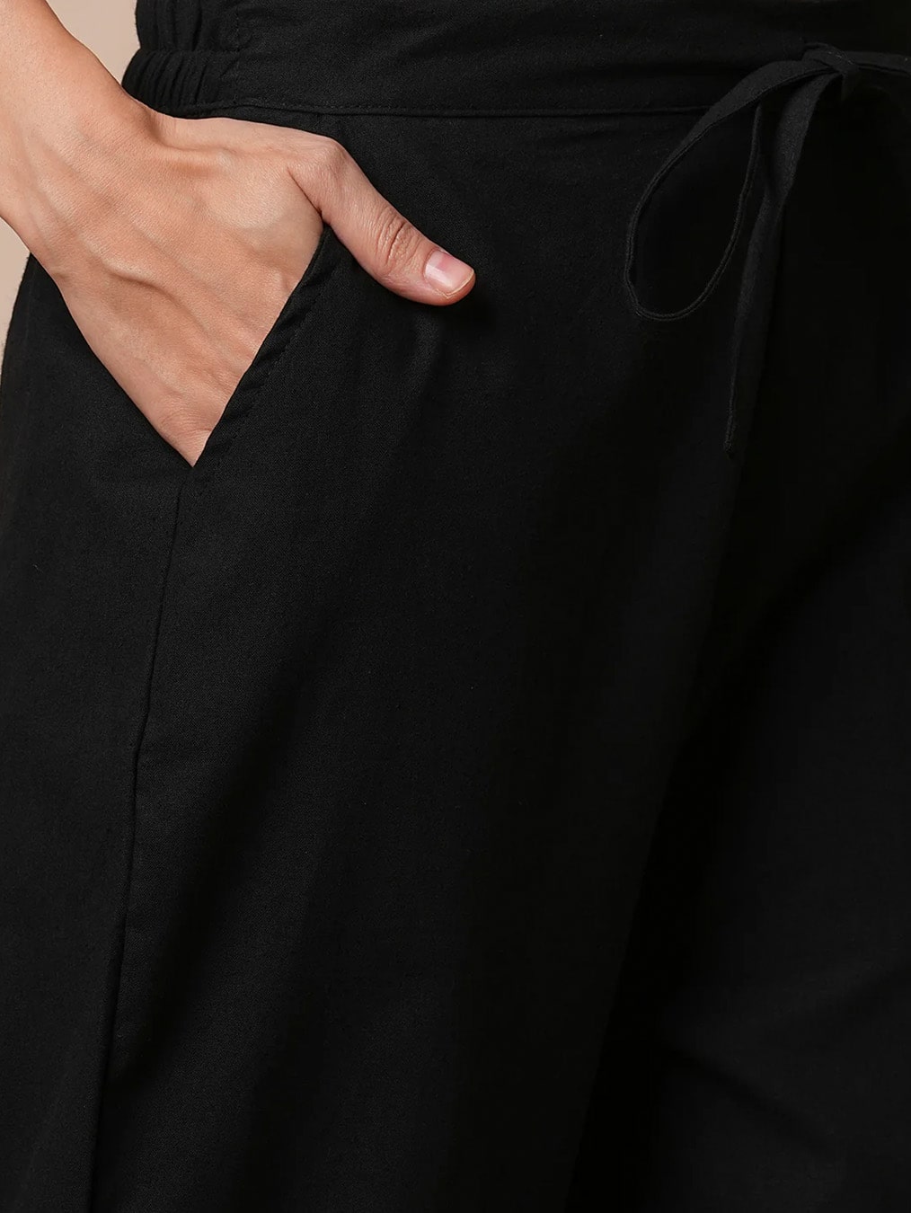 Black Embroidered Straight Pants