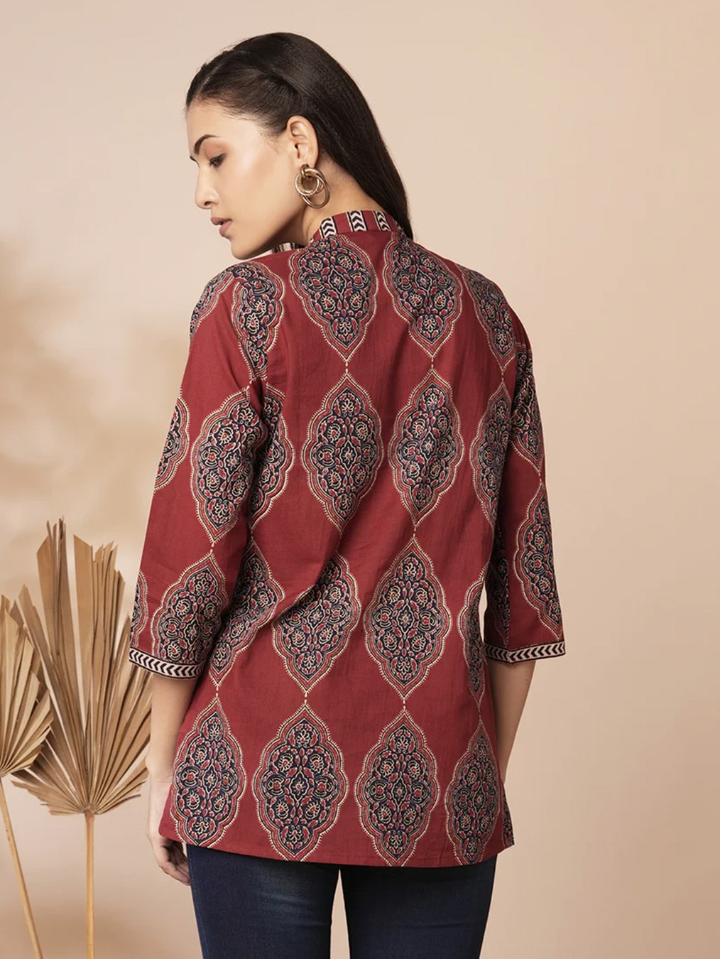 Dark Red Traditional Patterned Shirt
