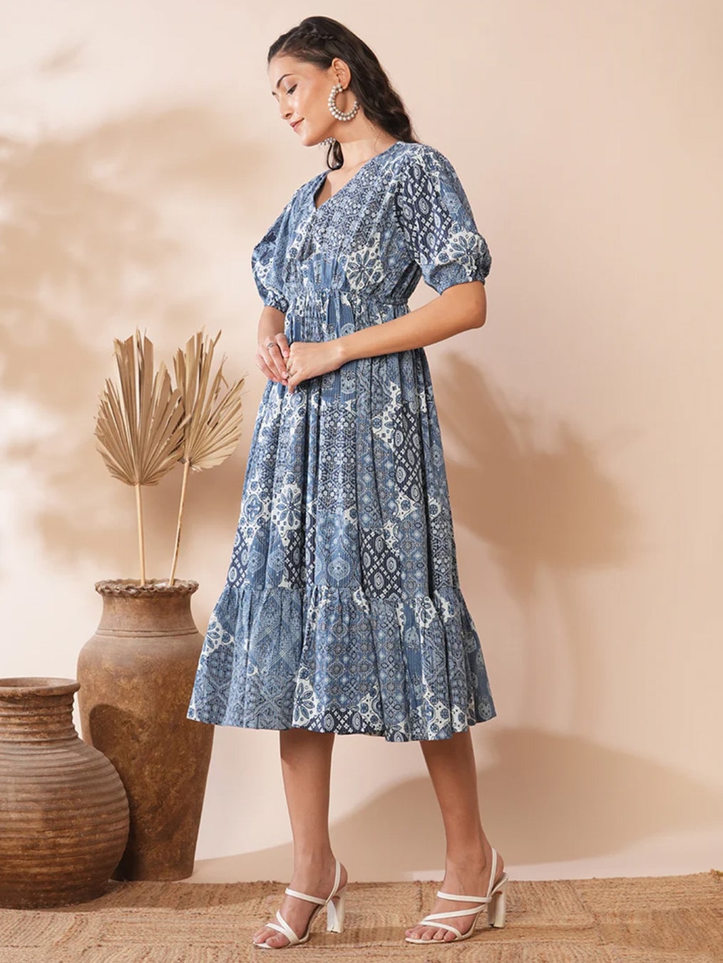 Blue Traditional Patterned Dress